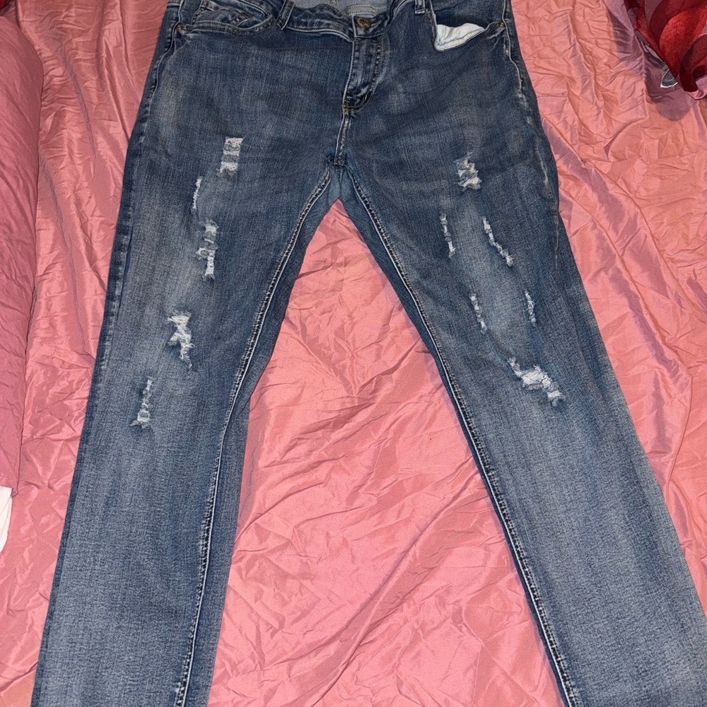 Distressed Blue Jeans - Picture 2 of 3